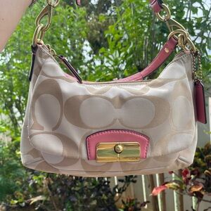 Coach Pink and Beige Shoulder Bag